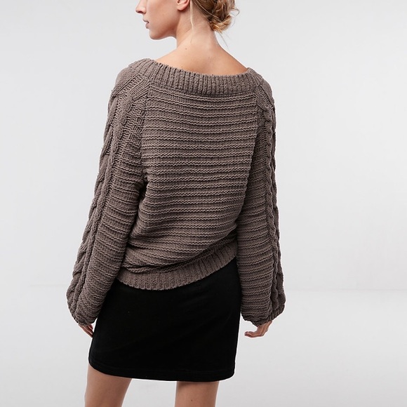 Chenille boatneck balloon sleeve sweater - Picture 3 of 5